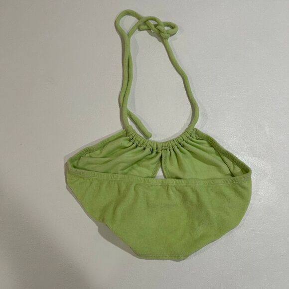 Princess Polly Clarke Top Green Size 4 Terry Halter Crop Y2K - Picture 4 of 7